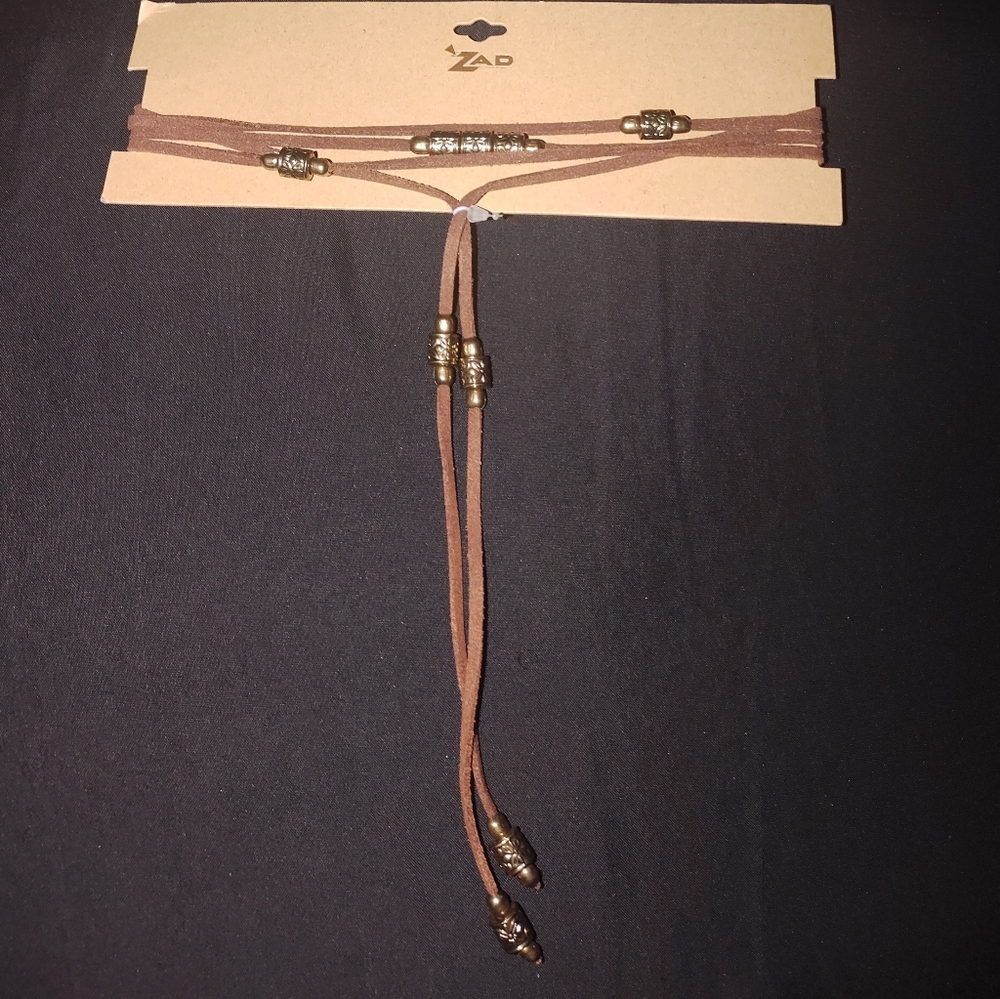 antique beaded suede wrap